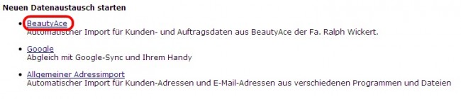 Datenaustausch Beauty Ace