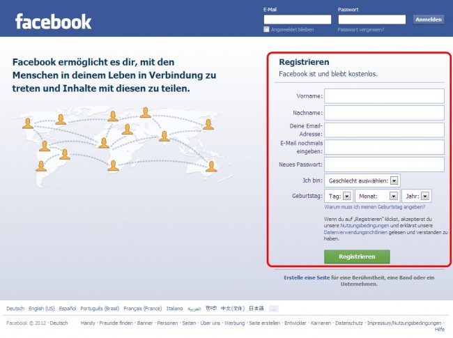 Facebook Startseite