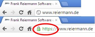 Chrome ohne und mit SSL